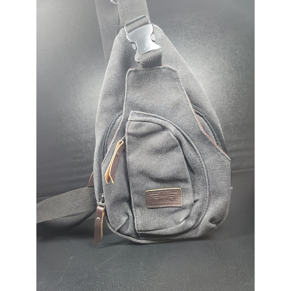 KJ SPORT PACK Canvas Crossbody Adjustsble Unisex 3 Zippers 11x7x3 Blue
